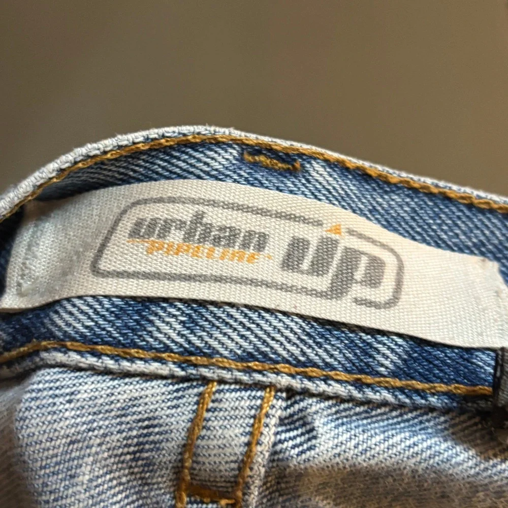 Urban Up Pipeline Mens Distressed Relaxed‎ Straight Leg Jeans Light Wash 29x30